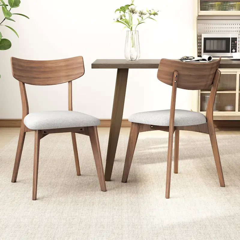 Pair of Light Beige Wooden Dining Chairs - Versatile Side Chairs for Office or Home 1