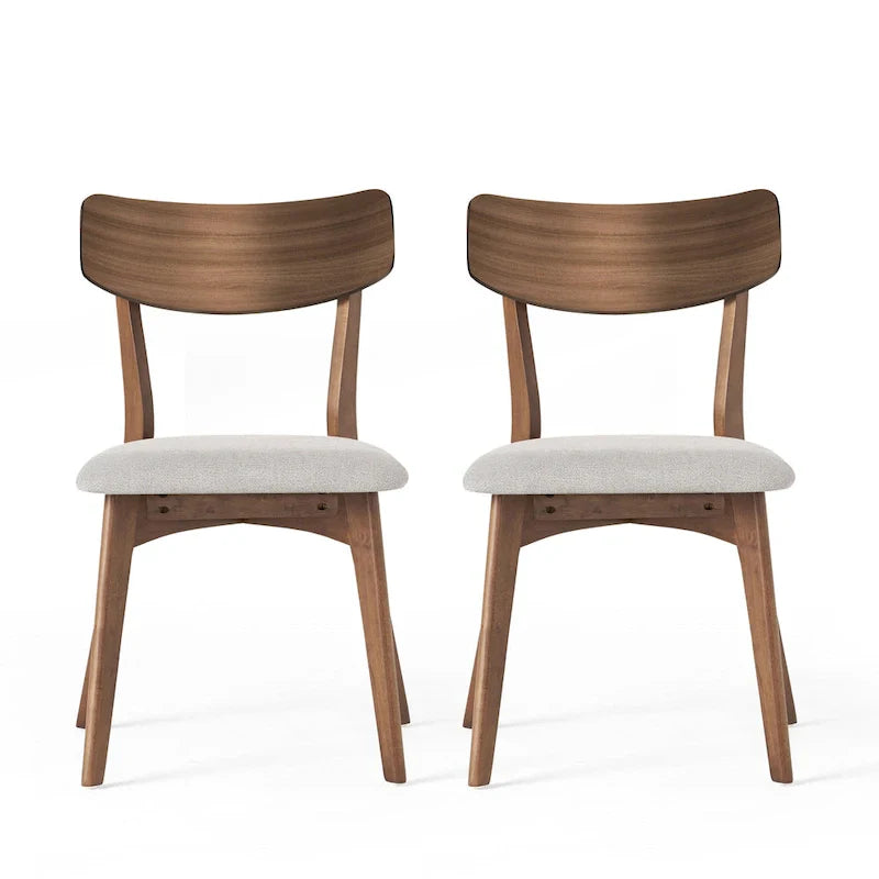 Pair of Light Beige Wooden Dining Chairs - Versatile Side Chairs for Office or Home 2