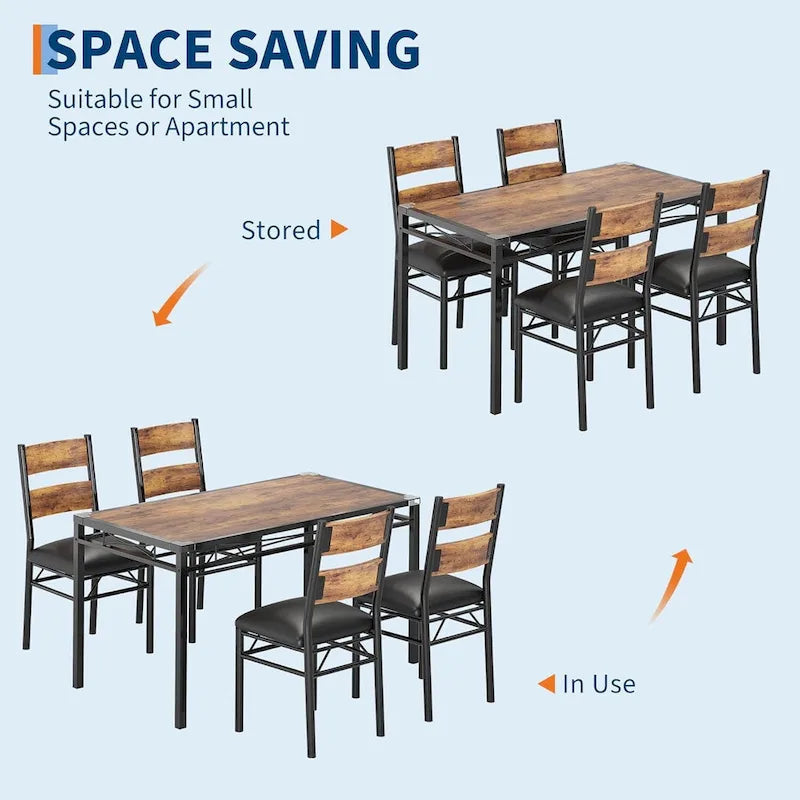 5-Piece Dining Table Set for 4 – Space-Saving Kitchen Set with Upholstered Chairs 6