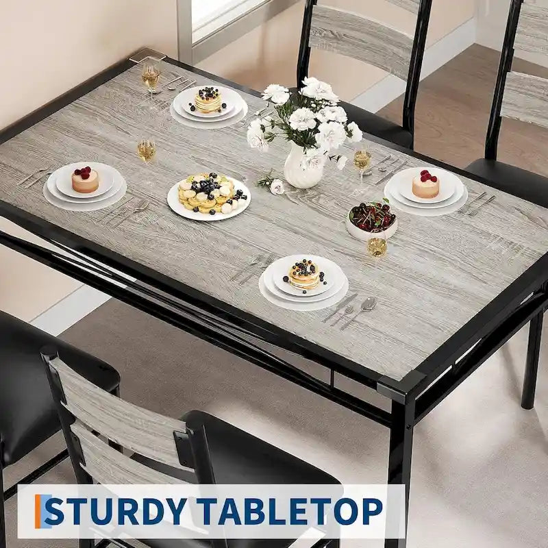 Wooden Dining Table Set with Upholstered Chairs for Kitchen 9