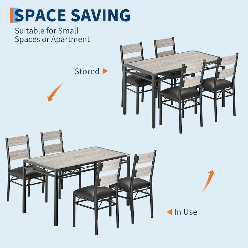Wooden Dining Table Set with Upholstered Chairs for Kitchen 10