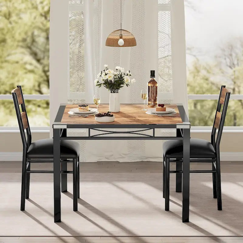 5-Piece Dining Table Set for 4 – Space-Saving Kitchen Set with Upholstered Chairs 12