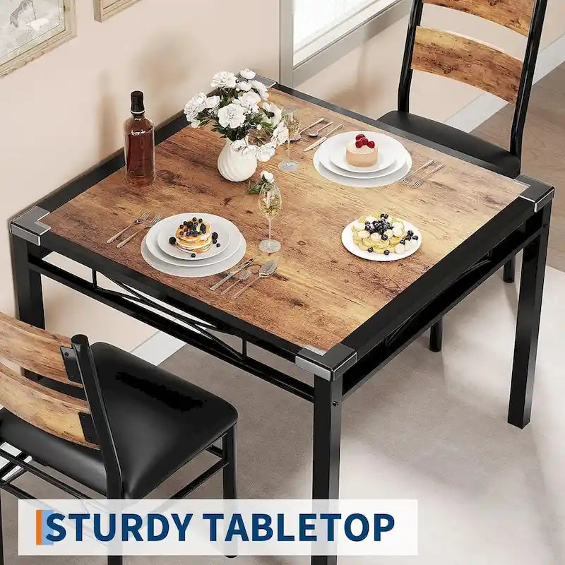 Wooden Dining Table Set with Upholstered Chairs for Kitchen 16