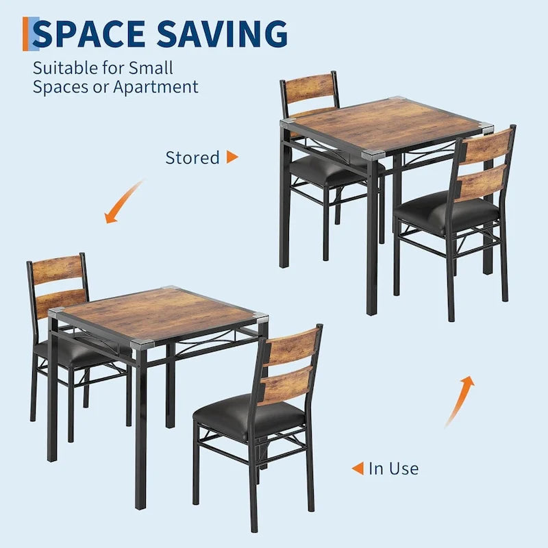 Wooden Dining Table Set with Upholstered Chairs for Kitchen 17