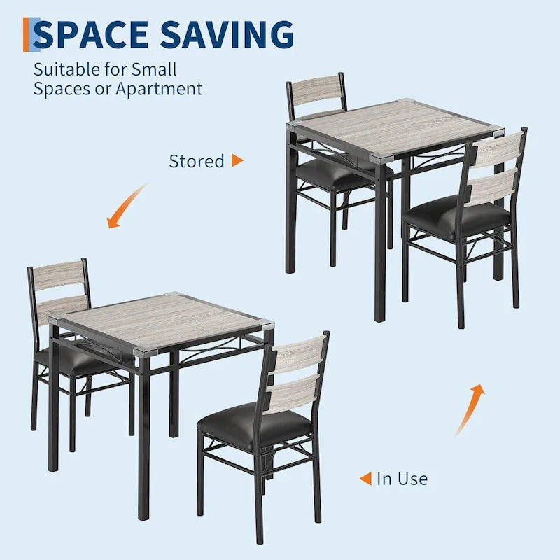 5-Piece Dining Table Set for 4 – Space-Saving Kitchen Set with Upholstered Chairs 22