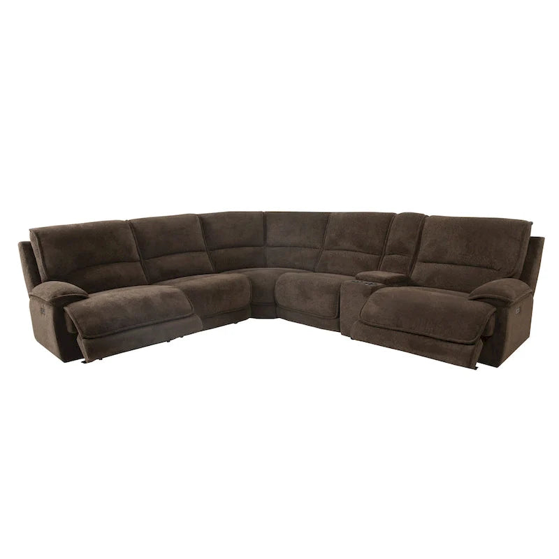Renic Modern Dark Brown Reclining Sectional Sofa with Console and USB Ports by Furniture of America 5