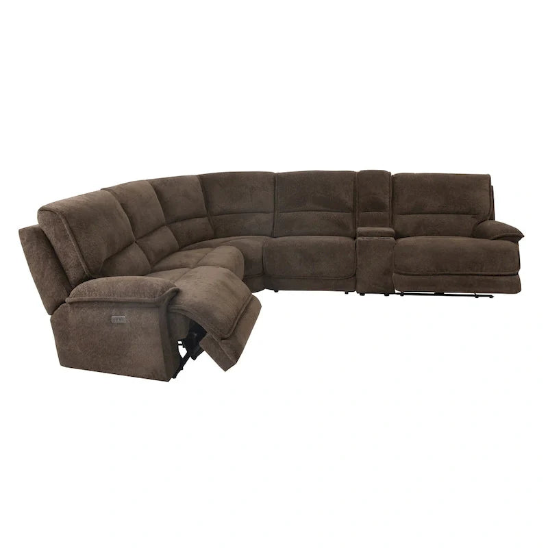 Renic Modern Dark Brown Reclining Sectional Sofa with Console and USB Ports by Furniture of America 6