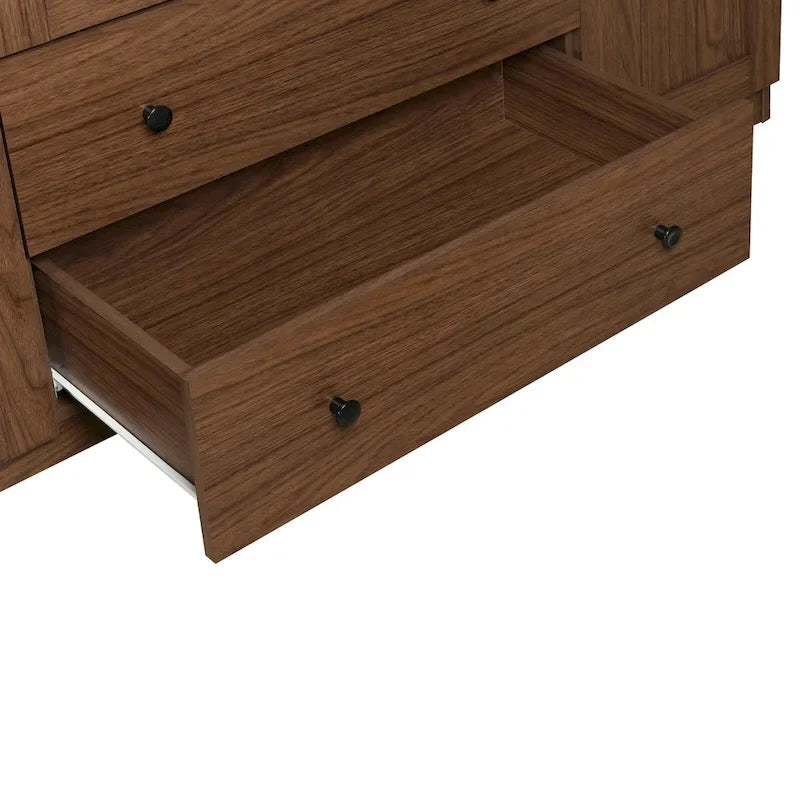 Freestanding 4-Door Wardrobe Armoire with 2 Drawers and Hanging Rods for Clothes Storage 23