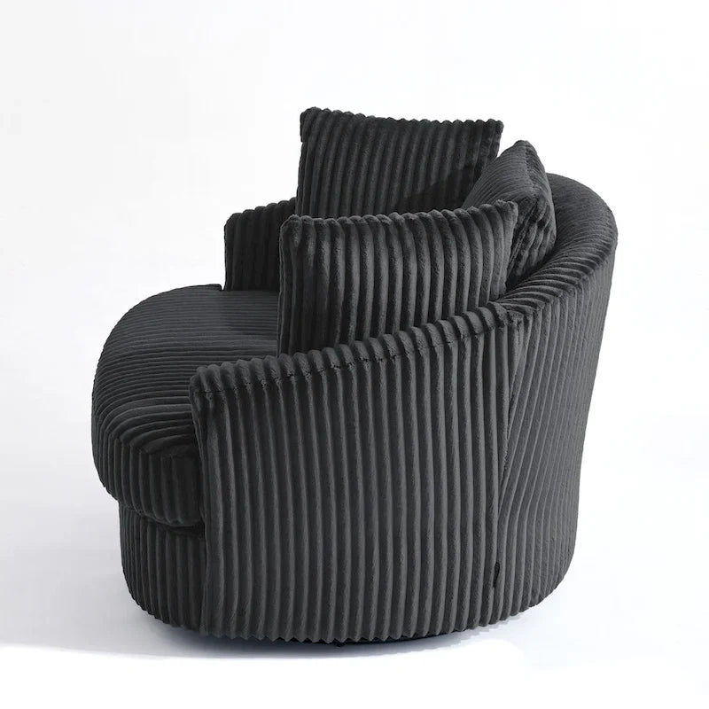 Set of 2 Oversized 43" Plush Corduroy Swivel Barrel Chairs with Cushions 24