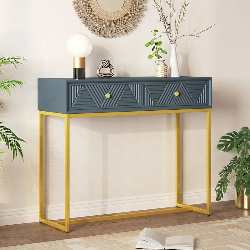Contemporary Grey Console Table with Storage Solutions 1