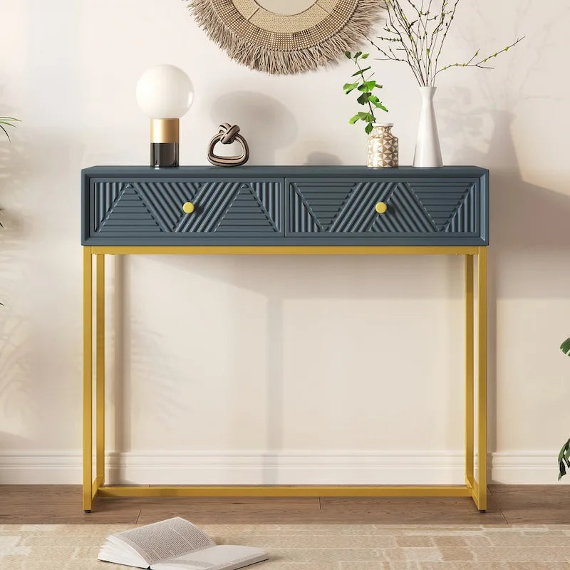 Contemporary Grey Console Table with Storage Solutions 2