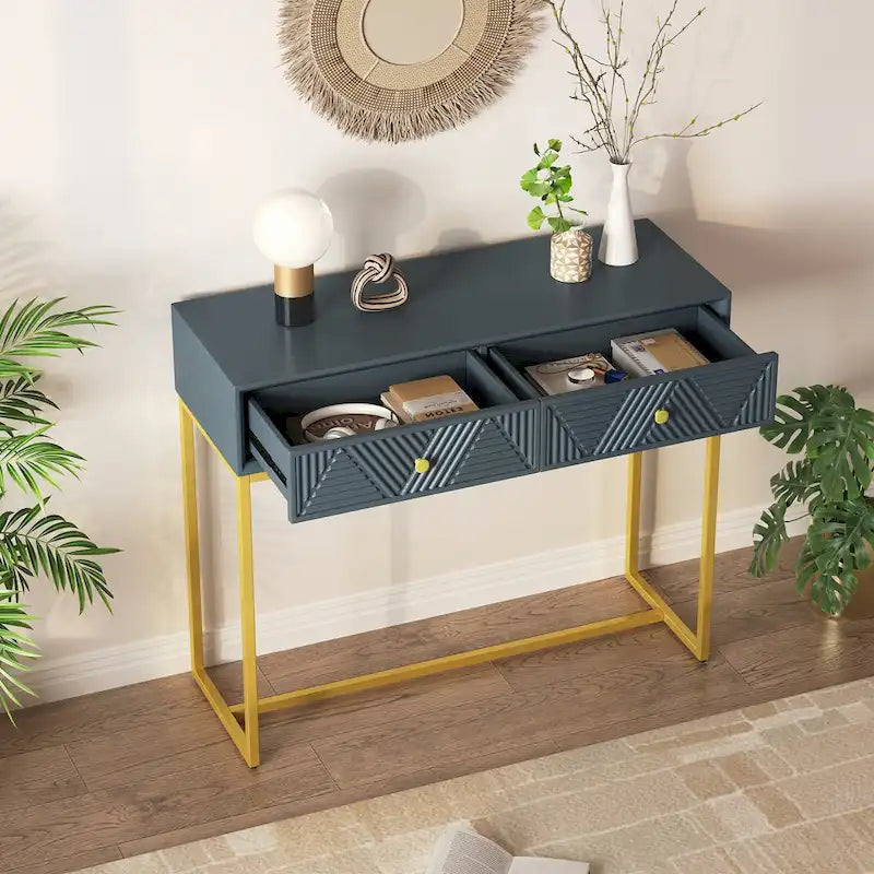 Contemporary Grey Console Table with Storage Solutions 3
