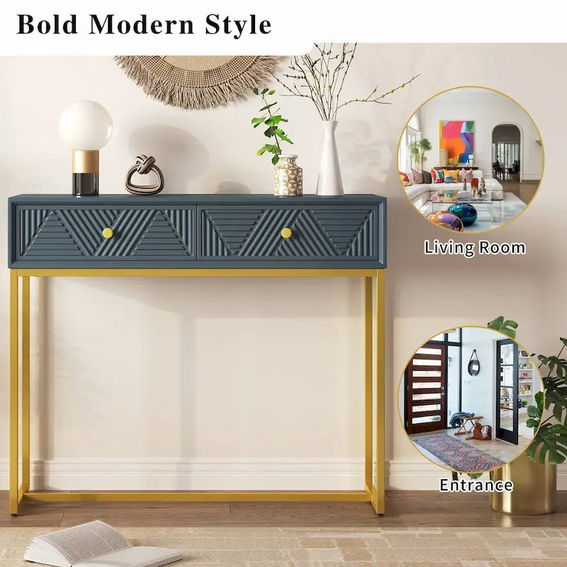 Contemporary Grey Console Table with Storage Solutions 5