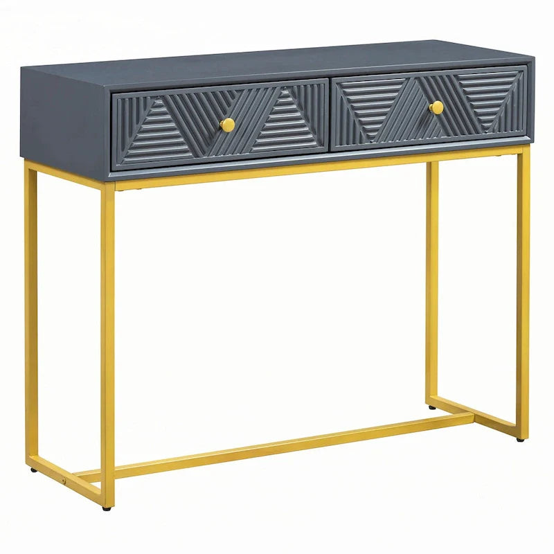 Contemporary Grey Console Table with Storage Solutions 13