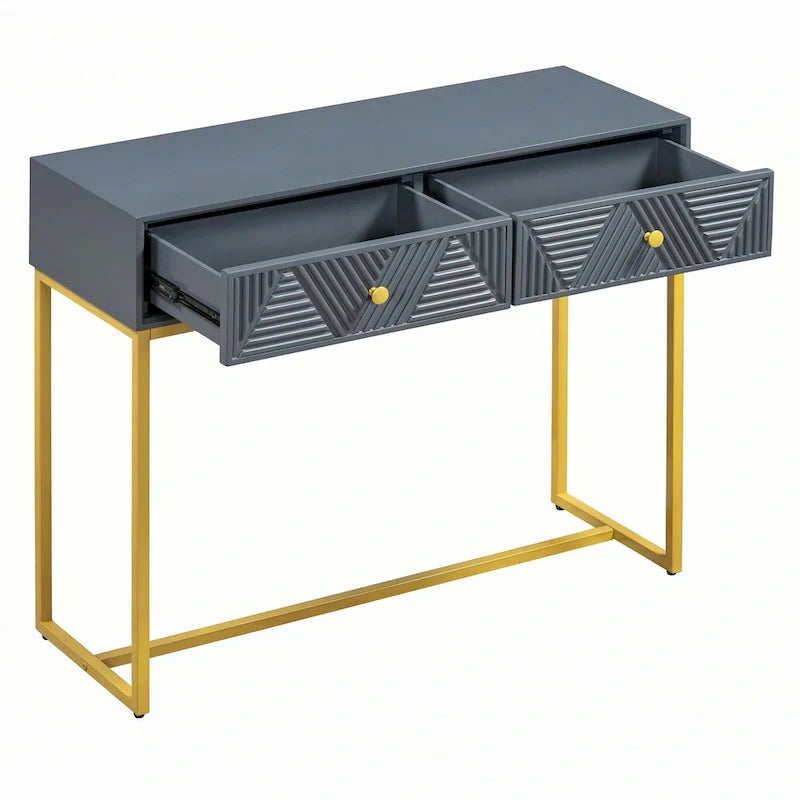 Contemporary Grey Console Table with Storage Solutions 14
