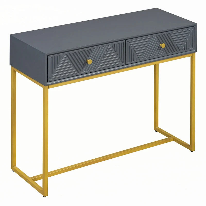Contemporary Grey Console Table with Storage Solutions 17