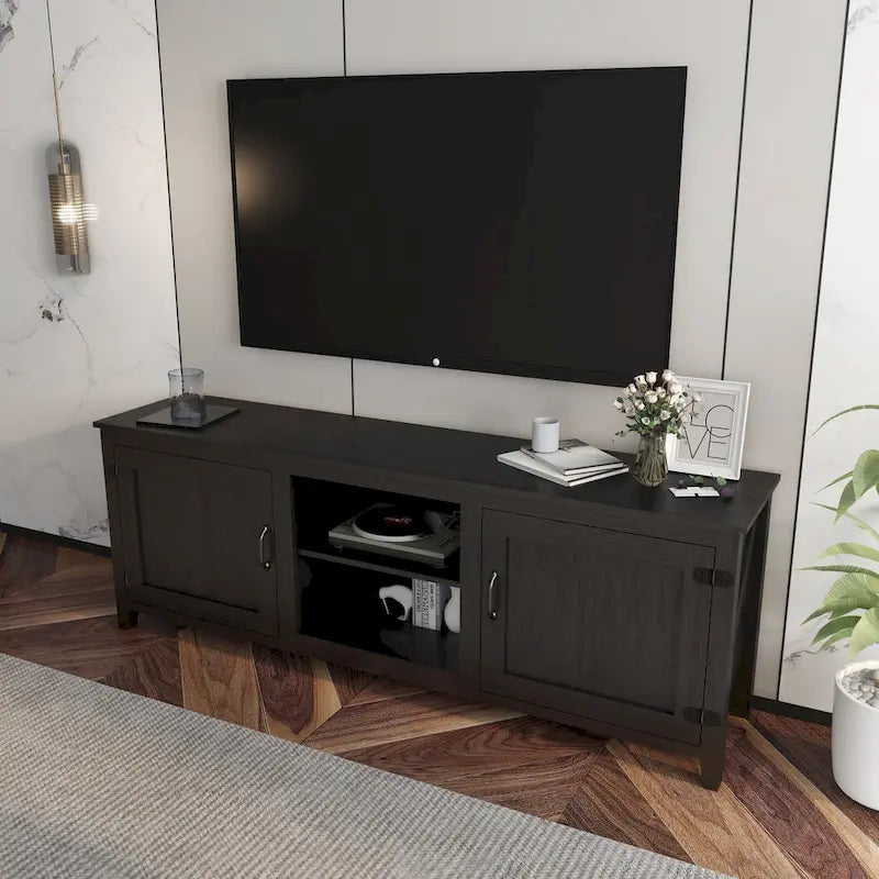 Versatile Industrial TV Stand with 2 Cabinets and 4 Shelves for Living Rooms, Bedrooms, and Playrooms 8