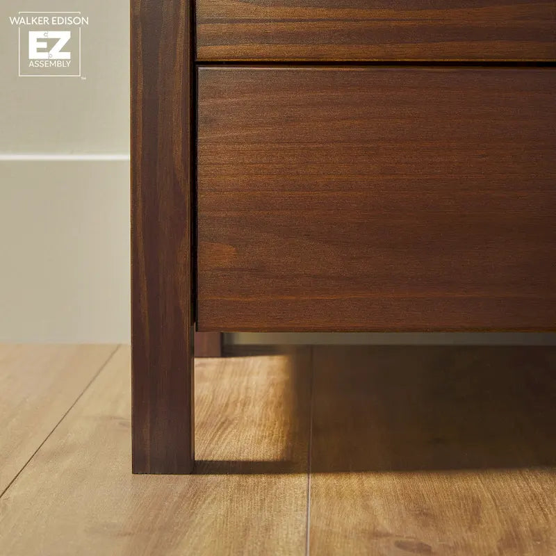 Wood Dresser with Glass Top and 6 Drawers Storage Cabinet 3