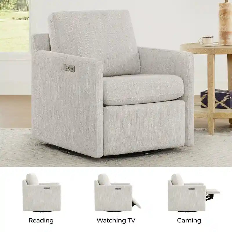 Nora Electric Reclining Swivel Chair with Footrest 17