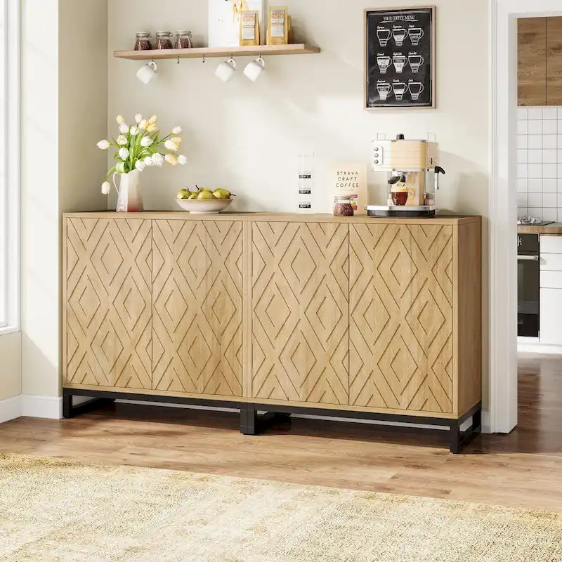 57.5-Inch Farmhouse Style Buffet Cabinet with Doors for Kitchen Storage 3