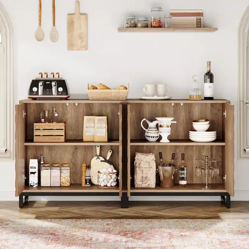 57.5-Inch Farmhouse Style Buffet Cabinet with Doors for Kitchen Storage 10