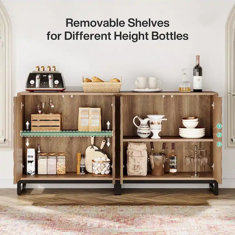 57.5-Inch Farmhouse Style Buffet Cabinet with Doors for Kitchen Storage 12