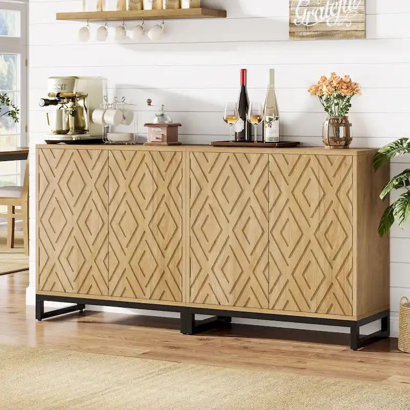 57.5-Inch Farmhouse Style Buffet Cabinet with Doors for Kitchen Storage 13