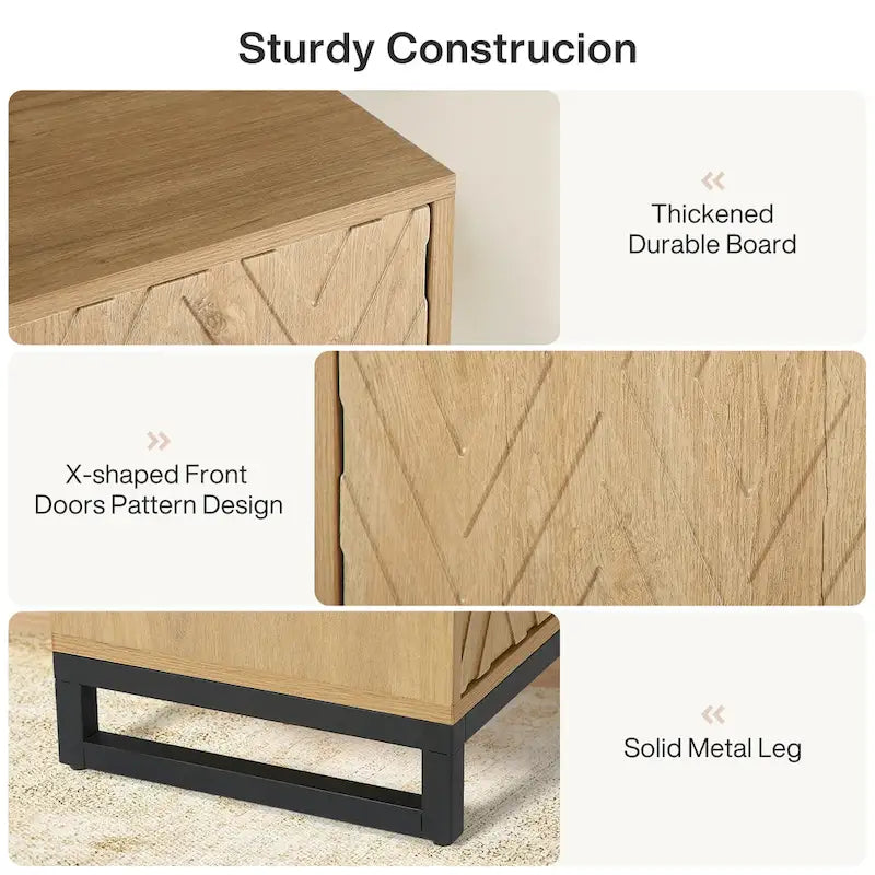 57.5-Inch Farmhouse Style Buffet Cabinet with Doors for Kitchen Storage 14