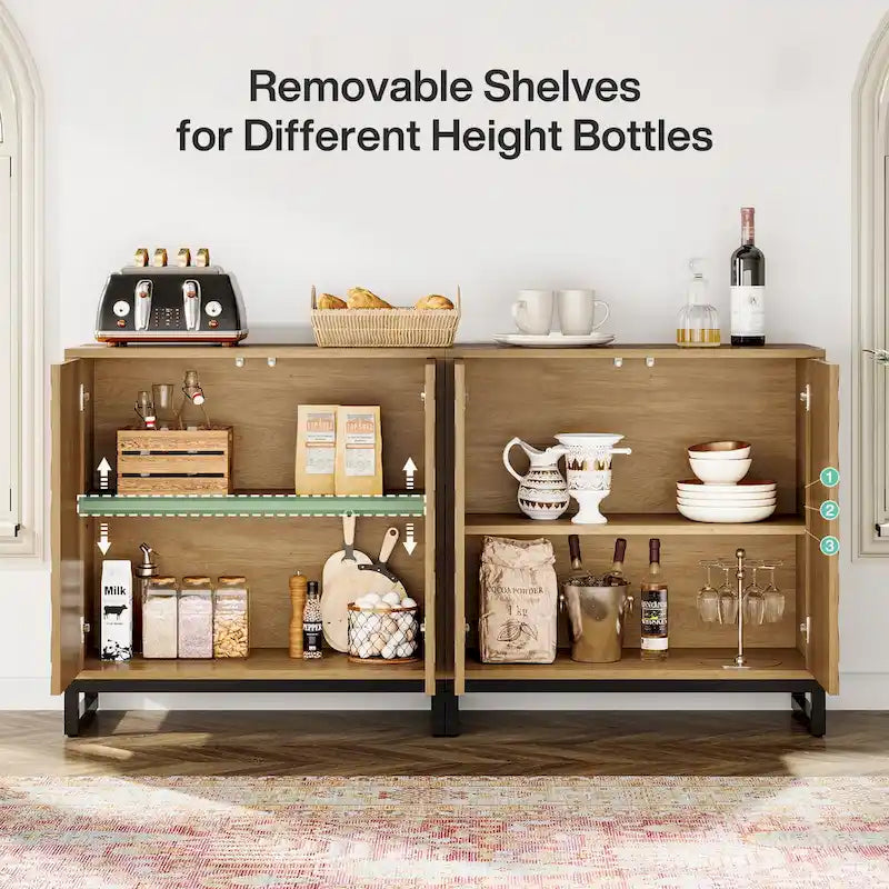 57.5-Inch Farmhouse Style Buffet Cabinet with Doors for Kitchen Storage 15