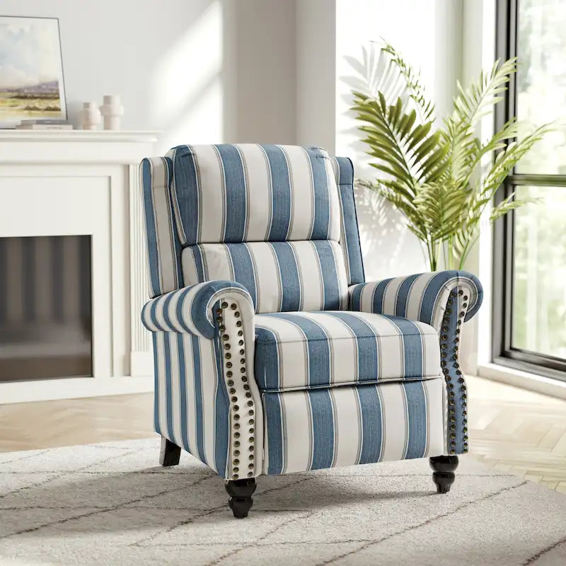 Nail-Head Trimmed Pushback Recliner with Padded Seat 35