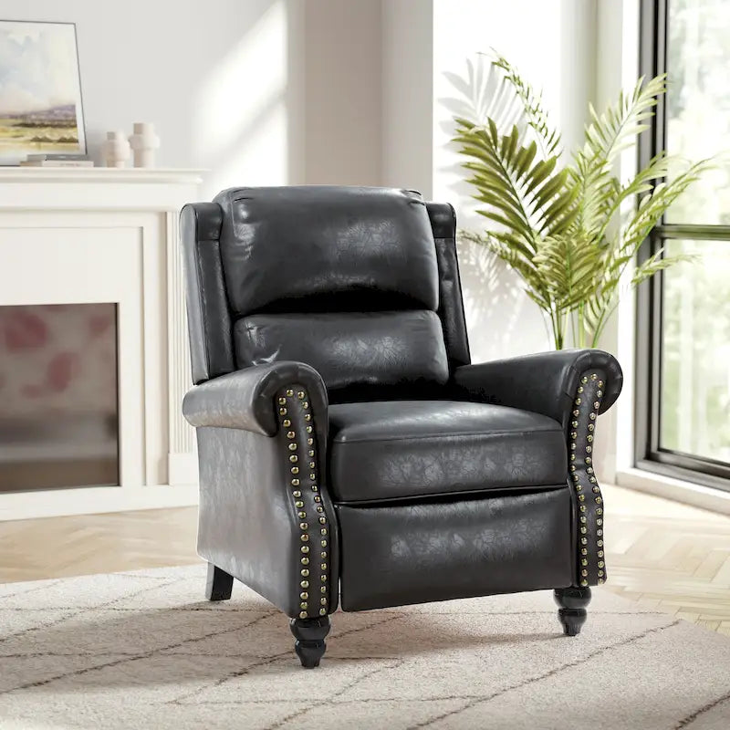 Nail-Head Trimmed Pushback Recliner with Padded Seat 36