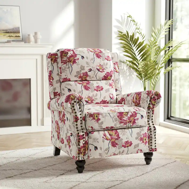 Nail-Head Trimmed Pushback Recliner with Padded Seat 38