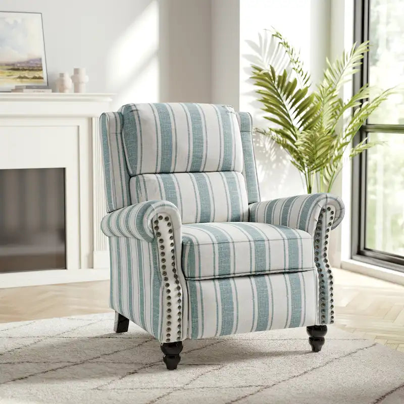 Nail-Head Trimmed Pushback Recliner with Padded Seat 39