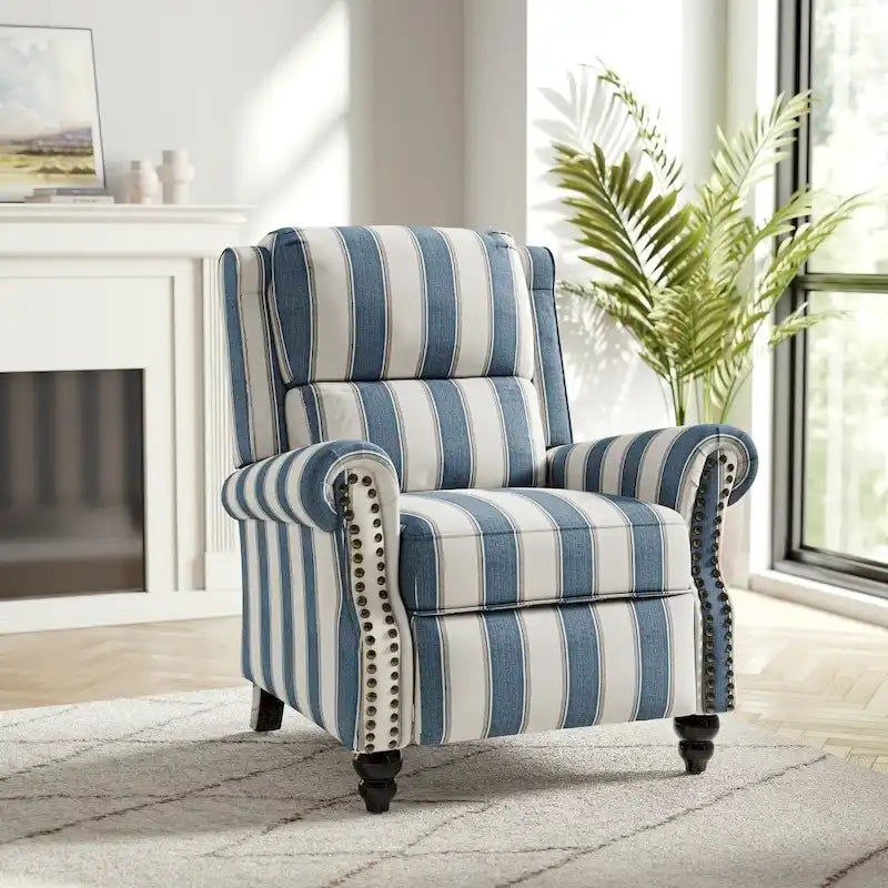 Nail-Head Trimmed Pushback Recliner with Padded Seat 1
