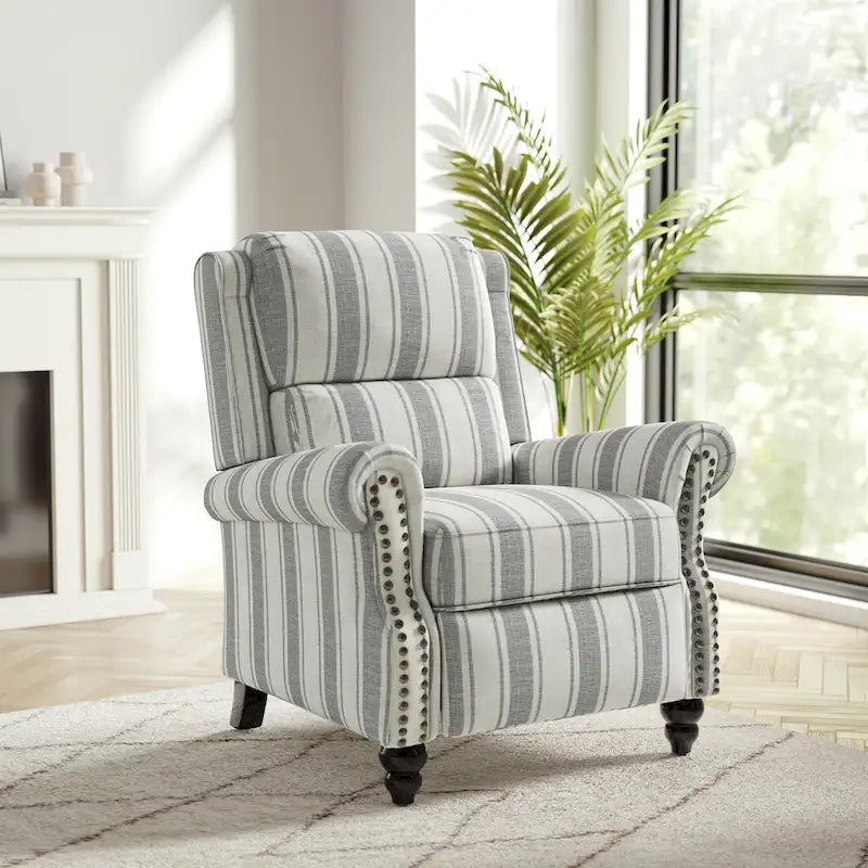 Nail-Head Trimmed Pushback Recliner with Padded Seat 8