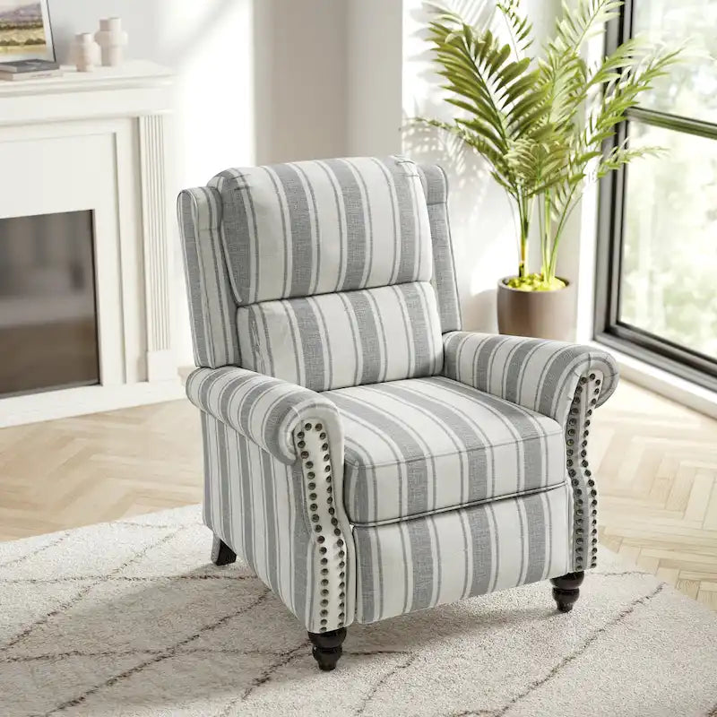 Nail-Head Trimmed Pushback Recliner with Padded Seat 9
