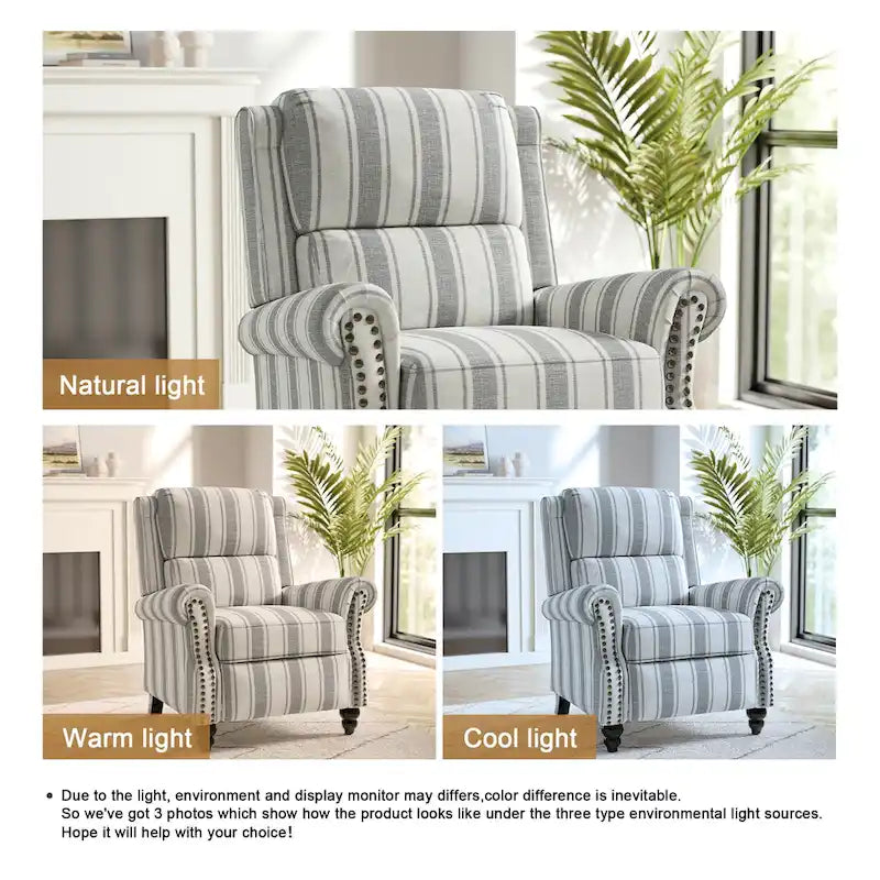 Nail-Head Trimmed Pushback Recliner with Padded Seat 16