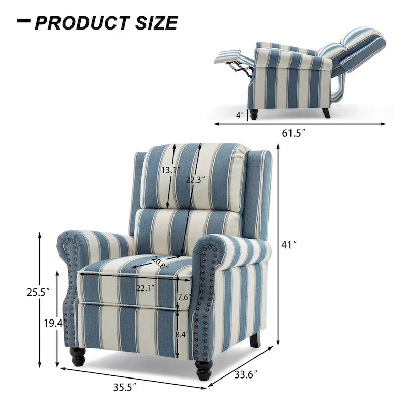 Nail-Head Trimmed Pushback Recliner with Padded Seat 25