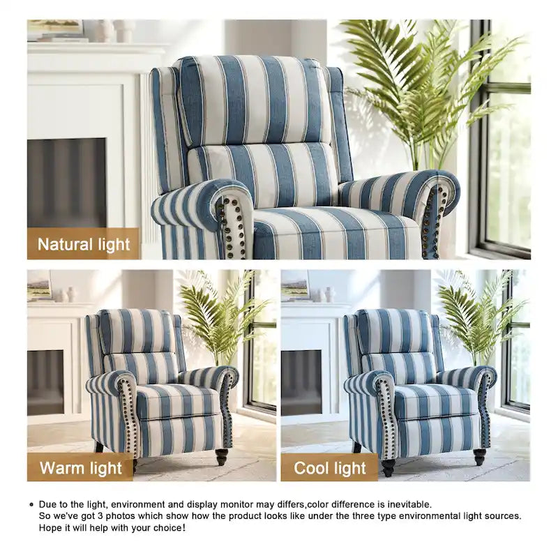 Nail-Head Trimmed Pushback Recliner with Padded Seat 26