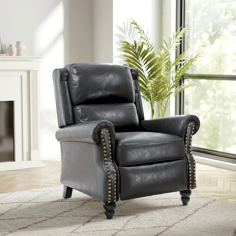 Nail-Head Trimmed Pushback Recliner with Padded Seat 28