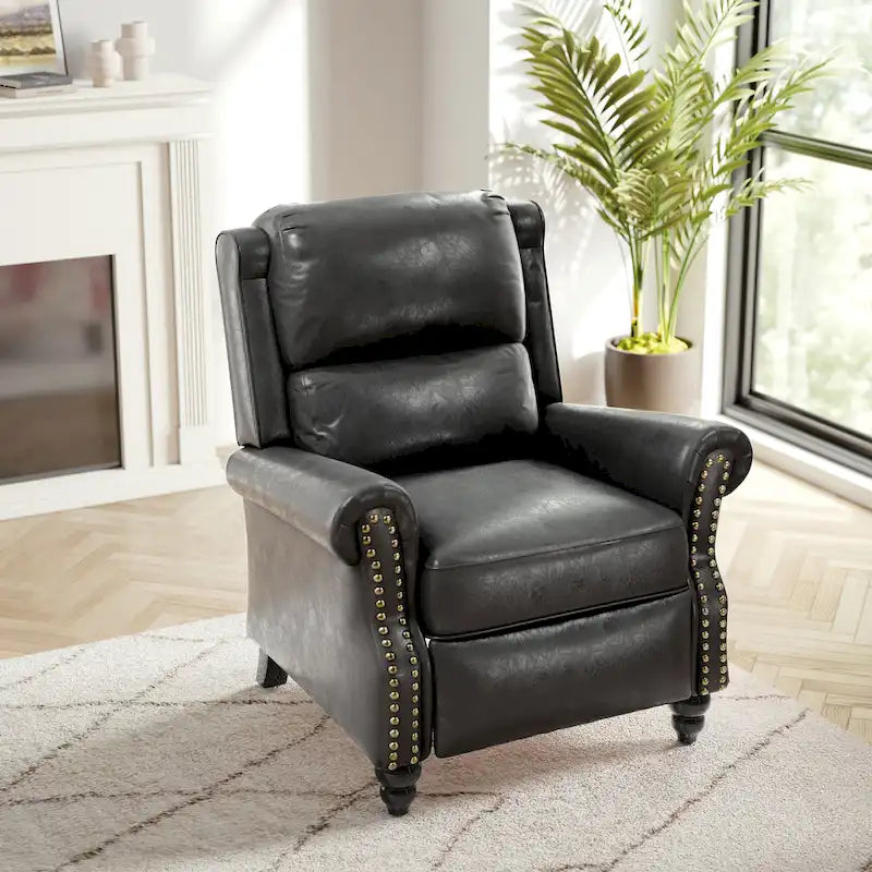 Nail-Head Trimmed Pushback Recliner with Padded Seat 29