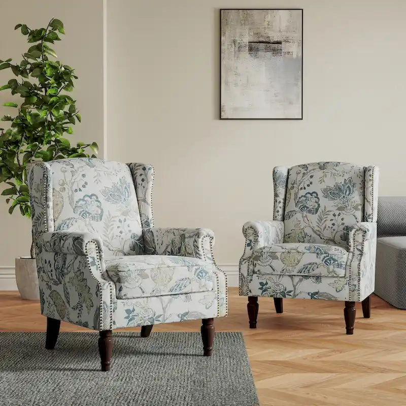 Pair of Stylish Upholstered Accent Chairs with Patterns for Living Room 40