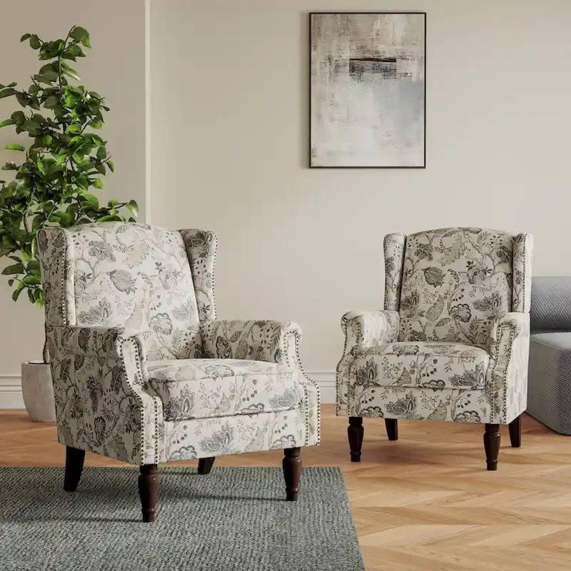 Pair of Stylish Upholstered Accent Chairs with Patterns for Living Room 41