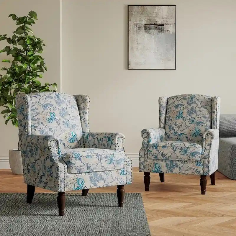 Pair of Stylish Upholstered Accent Chairs with Patterns for Living Room 4