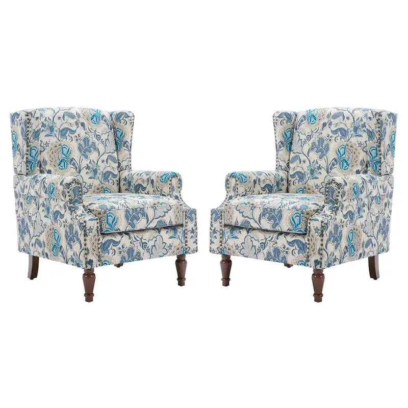 Pair of Stylish Upholstered Accent Chairs with Patterns for Living Room 9