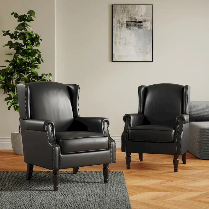 Pair of Stylish Upholstered Accent Chairs with Patterns for Living Room 15