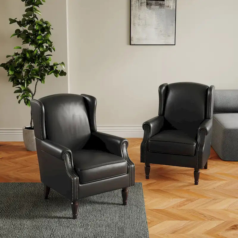 Pair of Stylish Upholstered Accent Chairs with Patterns for Living Room 17