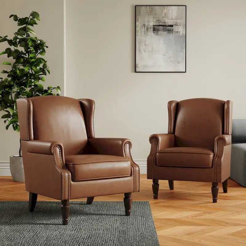 Pair of Stylish Upholstered Accent Chairs with Patterns for Living Room 19