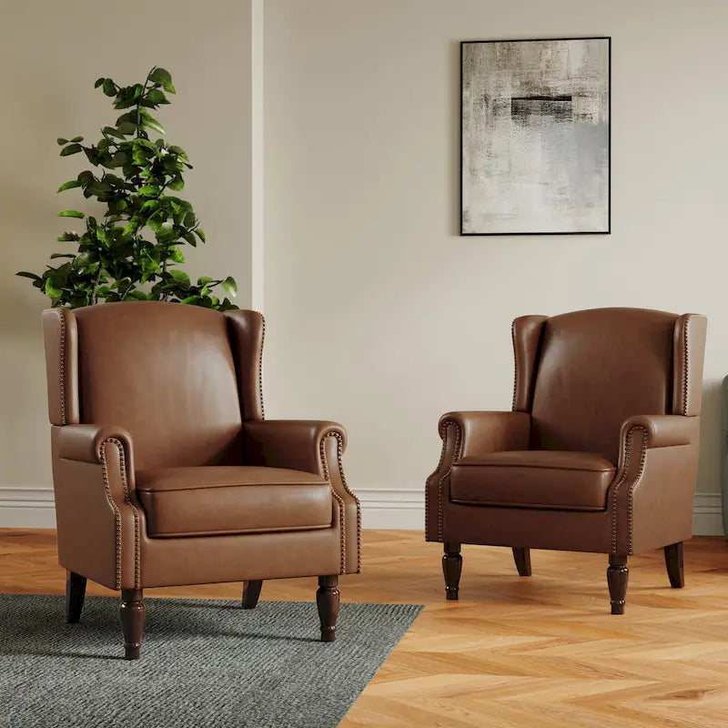Pair of Stylish Upholstered Accent Chairs with Patterns for Living Room 20