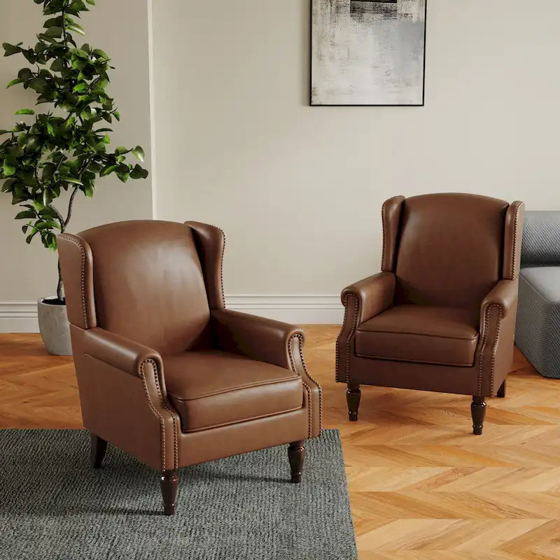 Pair of Stylish Upholstered Accent Chairs with Patterns for Living Room 21